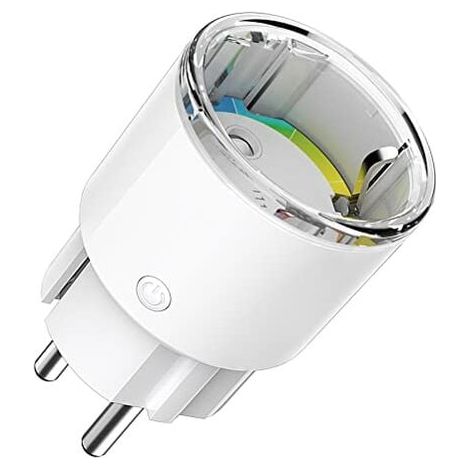 Prise Connectée WiFi - 10 A - Minuterie Programmable - Surveillance Consommation Énergétique - Commande Vocale - Compatible 2,4 GHz - 1 Pièce