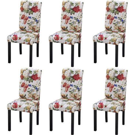 Vidaxl – Lot de 6 chaises à manger multicolores – Rembourrage en polyester – Cadre en bois solide – Confort supérieur – Dimensions 42x55x96cm (1/5)