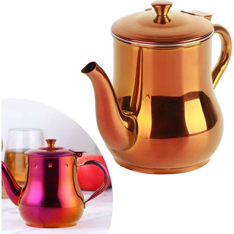 500 ml Edelstahl-Kaffee-/Teekessel mit Gewürzfächern, rot. (1/5)