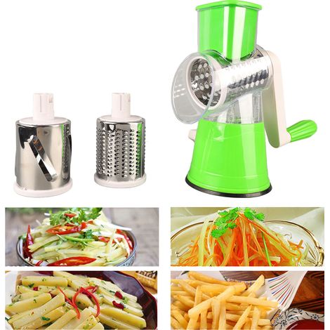 Coupe-légumes multifonctionnel à tambour vert, râpe manuelle (1/5)