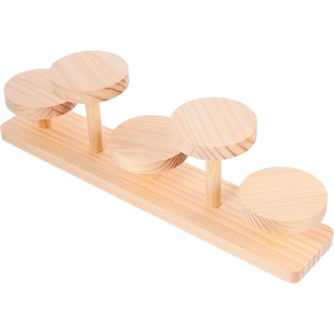Présentoir à Étages en Bois Beige pour Bijoux et Figurines, Fonction D'affichage, Design en Escalier, Facile à Assembler pour Coiffeuse ou Boutique (1/5)