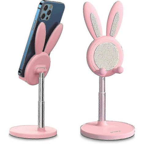 Support de téléphone lapin mignon, hauteur réglable, compatible avec tous les téléphones (rose) (1/5)