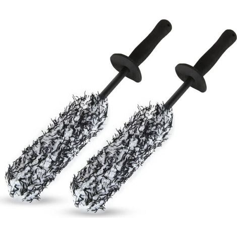 Spazzola in microfibra per cerchi auto (2 pezzi), ideale per pulire efficacemente le ruote senza graffiarle. (1/4)