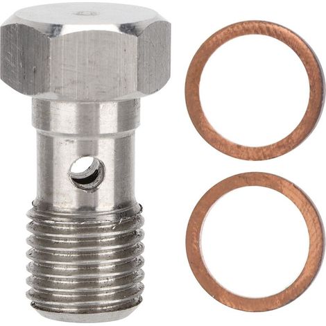 Adaptateur de durite de frein en acier inoxydable de 25 mm de long avec boulon banjo 7/16 x 20 UNF et 2 rondelles (1/5)