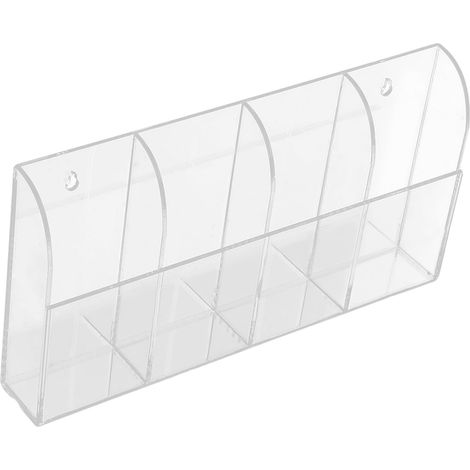 Acryl-Fernbedienungshalter, transparenter Wandorganizer mit Handyfach, 4 Fächer, 26,4 x 12,7 x 3,8 cm, für Zuhause, Büro, Wohnzimmer, Medienraum, platzsparend (1/5)