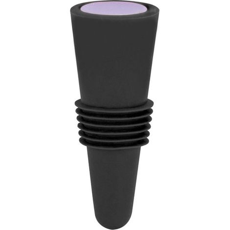 Bouchon de Vin en Silicone Alimentaire et Acier Inoxydable, 6.1x2.35cm, Noir - Réutilisable et Décoratif (1/5)