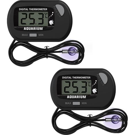 (2 pièces) Thermomètre numérique LCD pour aquarium avec ventouses et sonde étanche (1/5)