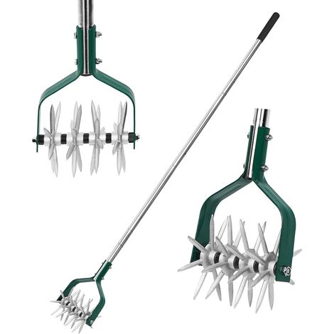 Garden Tiller with Adjustable Stainless Steel Handle, Slim Rotary Tiller for Soil Loosening in Small Gardens, Lawn Aeration, Fertilizer Mixing and Plant Tiller (1/5)