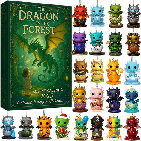 Adventskalender 2025 – Drache im Wald – 24 Tage – Weihnachtsschmuck – Weihnachtsgeschenke (1/5)