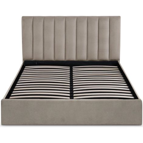 Lit Coffre Songe + Sommier Velours Taupe 160cm