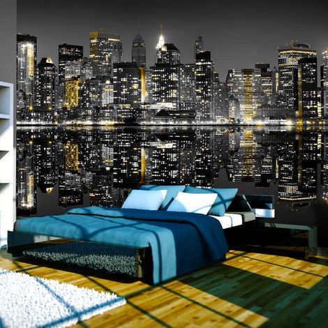 Papier peint new york d'or et d'argent - 300 x 230 cm (1/4)