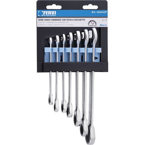 Serie 7 chiavi combinate con testa a cricchetto Fervi 0700/07p (1/3)