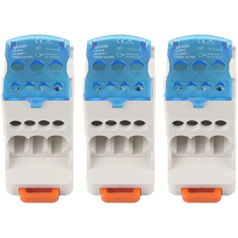 Boîte de distribution pour rail DIN 3 pièces, bornier UKK-80A, connecteur de fil électrique, boîte de jonction d'alimentation universelle (1/5)