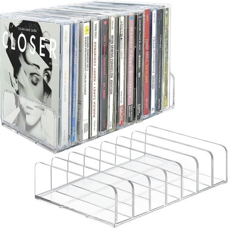 Supports pour CD Transparents 2pcs Supports de Rangement pour CD Porte-CD Transparent CD Storage Rack Rangement CD pour CD/DVD Ombre à Paupières Palette de Maquillage Cosmétiques et Livres (1/5)