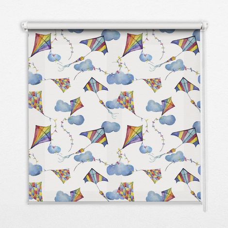 Tenda a Rullo Interna per Finestra - Tenda Filtrante Luce - Tenda Privacy - Tenda Decorativa Rettangolare - Rullo per Interni - (120 cm x 140 cm) - Aquiloni colorati