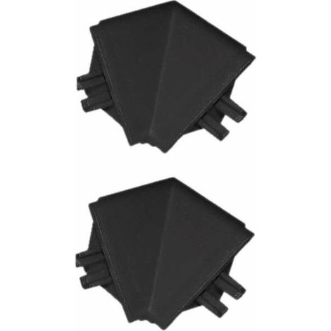 2x Connecteur angle intérieur rentrant jonction d'angle 90° pour rail profil décoratif plinthe moulure Extrémité Coin Finition Plan de travail Cuisine Meuble, en plastique noir (1/2)