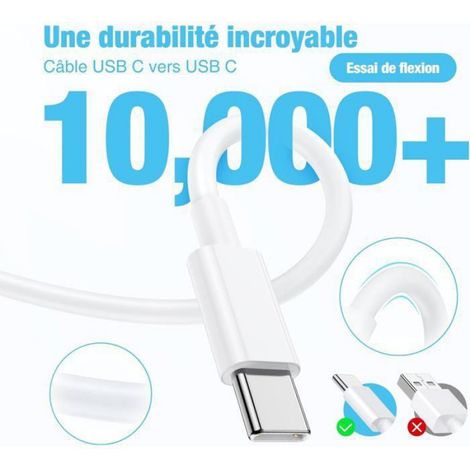 Chargeur rapide USB-C - - Modèles 1716 et 15 - 20W - Câble 2m - Blanc CHARGEUR TELEPHONE (1/5)