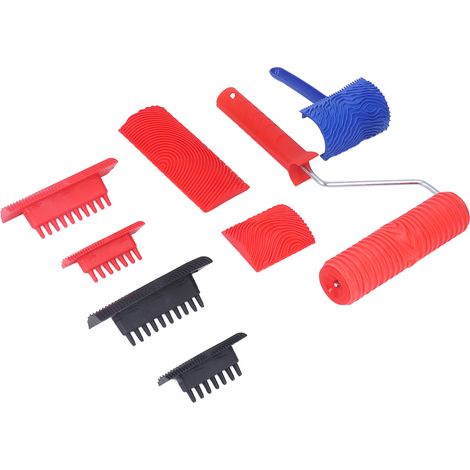 Ensemble de rouleaux à peinture en caoutchouc imitation bois pour impression DIY, rouleau à peinture, pinceau imitation bois, rouleau mural imitation bois en relief (1/5)