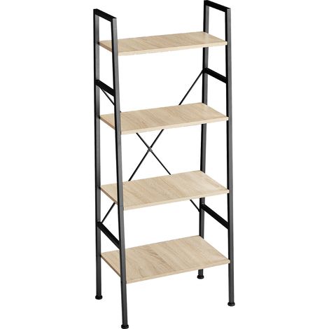 Etagère 4 niveaux en bois style industriel 57,5x35,5x139cm clair (1/5)