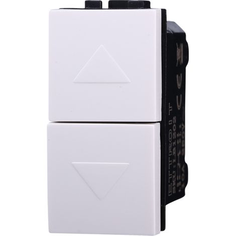 Modulo pulsante doppio, interblocco saliscendi, serie Space, bianco, compatibile con serie BTicino Living - Ettroit LB1204