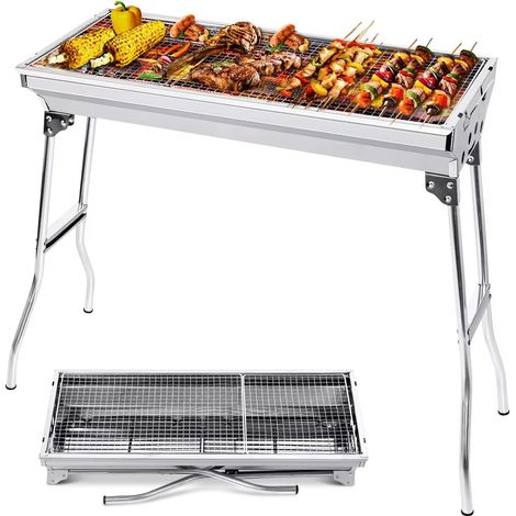 BBQ charbon – Acier – Pliable – Démontable – Portable – Jardin/camping/pique-nique/voyage (1/5)