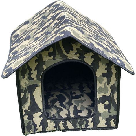 Outdoor Cat House Waterproof Pet Kennel Small Dog House Winter Pet Supplies (Camouflage, 38 x 35 x 38 cm)