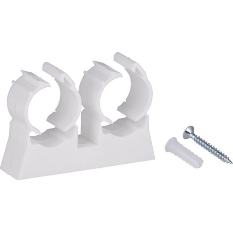 Noyon & Thiebault – Collier de fixation double pour tube multicouche nu Ø20mm – Système breveté à clic – Lot de 10 colliers – Trou de perçage 8mm