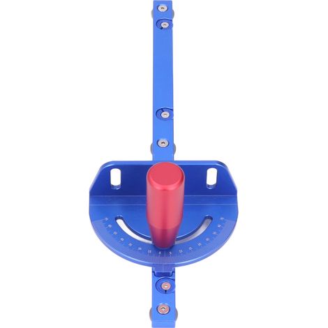 Guide d'onglet 75° en alliage aluminium bleu rouge pour scie sur table scie à ruban fraiseuse avec poignée poussoir disque de butée amovible kit 1 guide 1 poignée 2 vis 2 rondelles 2 joints (1/5)