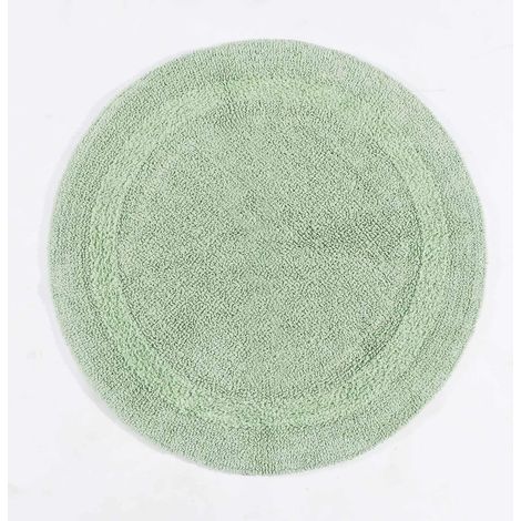 HOMESCAPES Tapis de bain rond en coton, 80 cm – Vert sauge