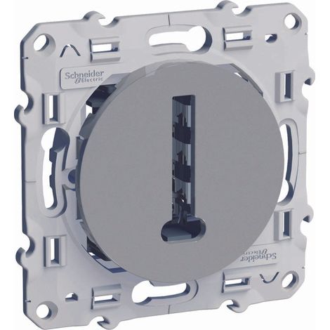 Prise téléphone en T 8 contacts à vis - aluminium - Odace - Schneider