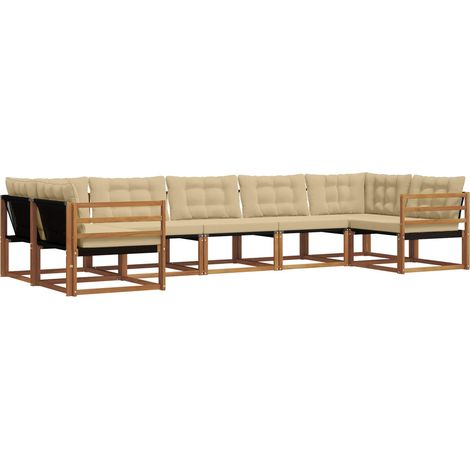 Ensemble de canapés d'extérieur 7 pcs Salon de jardin Naturel et Beige (1/5)