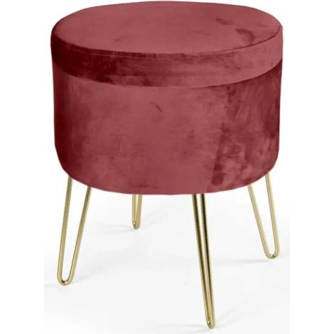 Set 2 bordeaux poufs mit Stauraum Ø38x46 cm