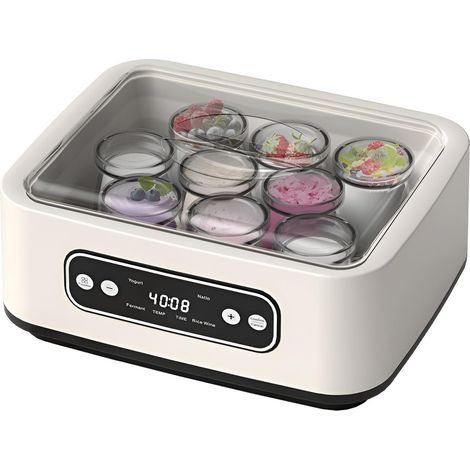 1,6L Fabricante de Yogurt eléctrico, máquina de Yogurt automática de Bricolaje de Bricolaje de Bricolaje de Bricolaje Multifuncional, con Pantalla LED y Control de sincronización (1/4)
