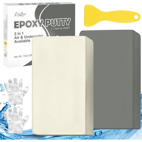Mastic époxy, 284g mastic de piscine à réparation rapide, sous l'eau ou sur l'eau mastic de réparation époxy - 2 parties d'argile gravée époxy pour coller le métal, les carreaux, le plastique (Gris) (1/5)