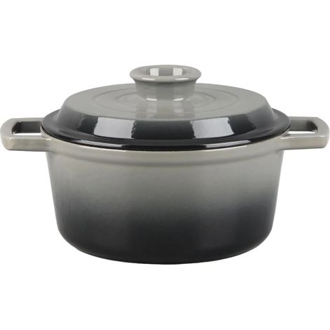Cocotte ronde en fonte émaillée - 25 cm - gris - Masseiron