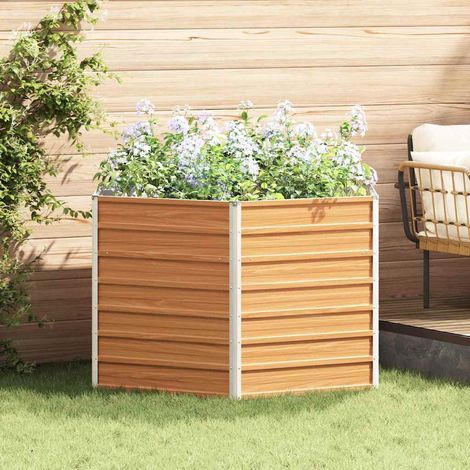 vidaXL Jardin surélevé Marron Clair 129 x 129 x 77 cm Acier galvanisé