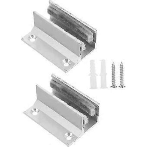 Guide au sol - Guide de porte - Support pour verre - Guide pour porte coulissante - Guide inférieur pour porte vitrée - Alliage d'aluminium - Argent - 6 x 4,3 x 2,4 cm - Pour porte vitrée (1/4)