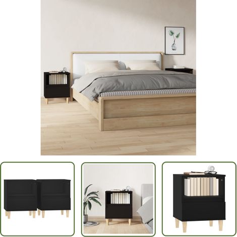 The Living Store Tables de chevet 2 pcs Noir 40x35x50 cm - Table De Chevet - Meuble De Chambre - Meubles Noirs - Commode - Armoire D'appoint (1/5)