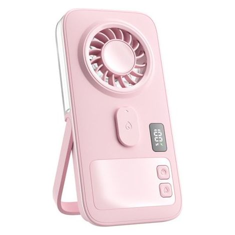 Ventilador pulverizador USB multifuncional - Compacto y portátil - Hidratante - Rosa (1/5)