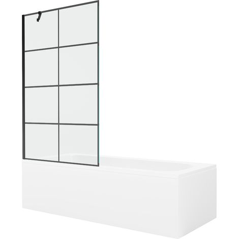 Mexen Vega rechteckige Badewanne 150 x 70 cm mit Verkleidung und 1-flügeligem 100 cm Paravent, schwarzes Muster (1/5)