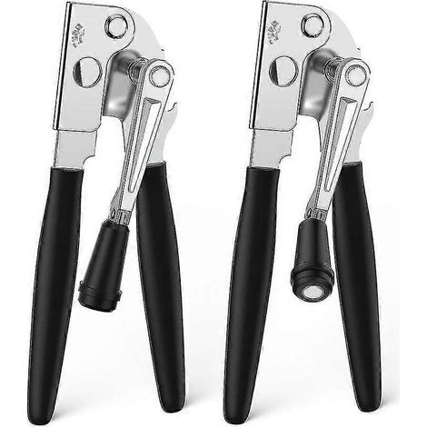 Set of 2 heavy-duty manual crank can openers, professional style. (1/5)