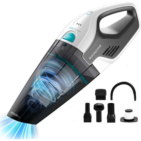 Cecotec Aspirador de Mano sin Cable Conga Rockstar Hand Pure 8,4 V. Batería de Ion-Litio 8,4 VMAX, Tecnología Ciclónica sin Bolsas, Sólidos y Líquidos, Depósito 500 ml, Todas Las Superficies