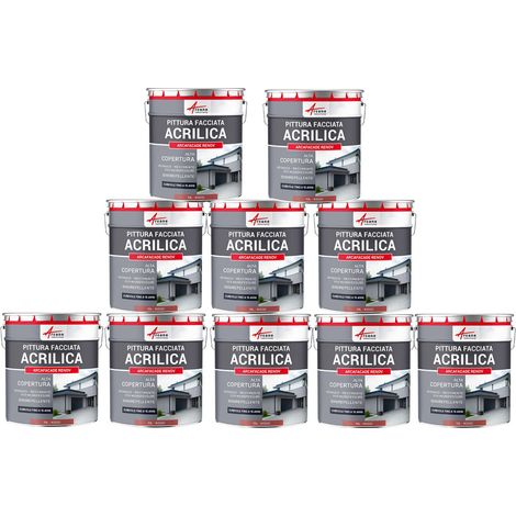Pittura acrilica per esterni: per facciate esterne e stucco - ARCAFAÇADE RENOV - 10 x 10 L Rosso - RAL 030 50 40 - ARCANE INDUSTRIES
