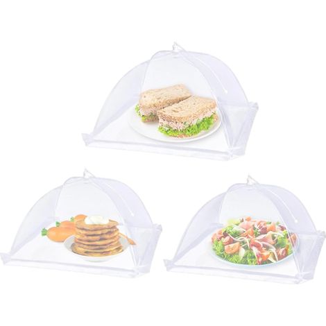3-teiliges, faltbares Lebensmittel-Abdeckset, insekten- und fliegensicher, aus Netzgewebe, faltbares Schirmzelt für Grillabende, Picknicks, Lebensmittel, Fleisch, Geschirr und Obst