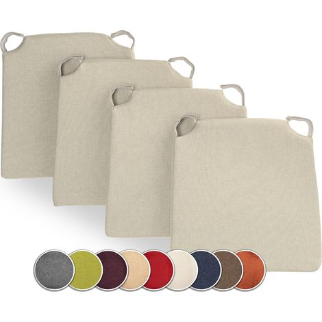 Lot de 4 Coussins Chaise Trapèze Intérieur Extérieur Confort Mousse Ecru 42x35x40x5cm