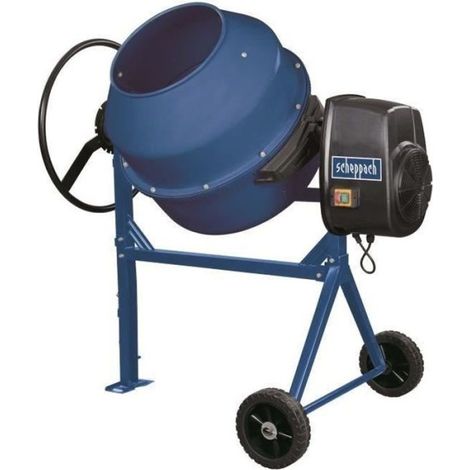 Scheppach – Bétonnière électrique 160L – Tambour renforcé pour béton armé – Roues pour déplacement facile – Grand volant de basculement