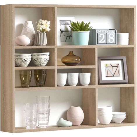 13Casa - Liberty B11 - Libreria a muro. Dim: 90x16x78,2 h cm. Col: Rovere. Mat: Truciolare., marrone, legno (1/3)