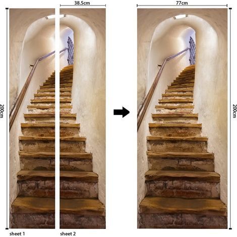 Sticker Porte Autocollant Poster De Porte 3D Escaliers dans Vinyle Affiche De Porte Sticker Mural Papier Peint Art Décor 77 x 200 cm (1/5)