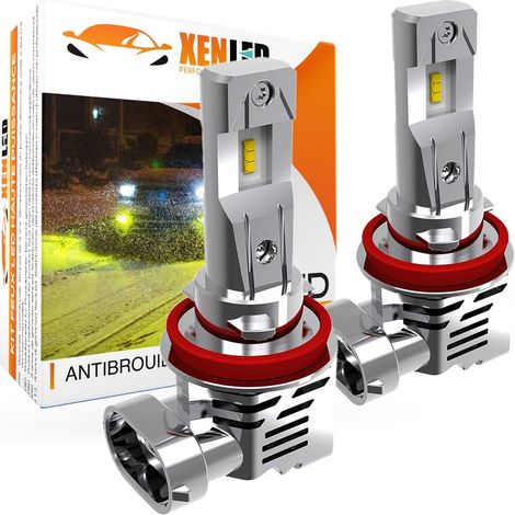 2x Ampoules H8 H9 H11 LED T3 Antibrouillard Jaune All-in-One 1200Lms réels CANBUS - XENLED - 12V (1/5)