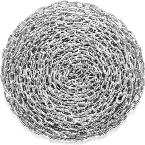 Chaîne à Maillons en Acier au Carbone Galvanisée, 7,3 mm x 28 m, Capacité de Charge 756 kg, Deux Connecteurs Rapides, Chaîne pour Remorquage, Suspension, Camping, Attacher Animaux de Compagnie (1/5)